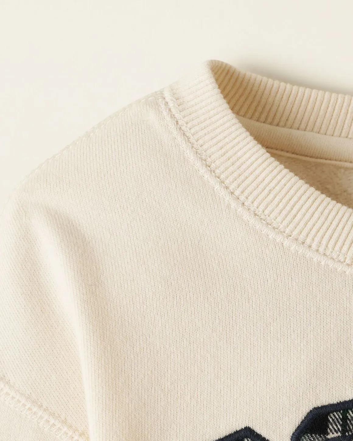 Baby Plaid Applique Crew Sweatshirt